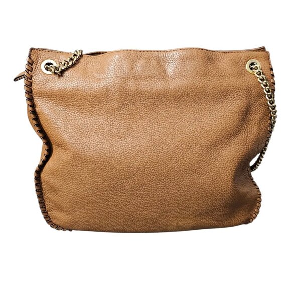MICHAEL KORS Whipped Chelsea Brown Leather Gold Chain Large Shoulder Bag COA - Picture 8 of 15